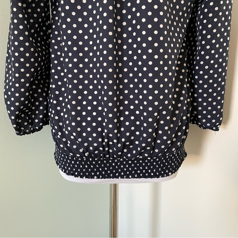 The Limited Women’s Polka Dot 3/4 Sleeve Blouse Navy & White Size S - Picture 9 of 12